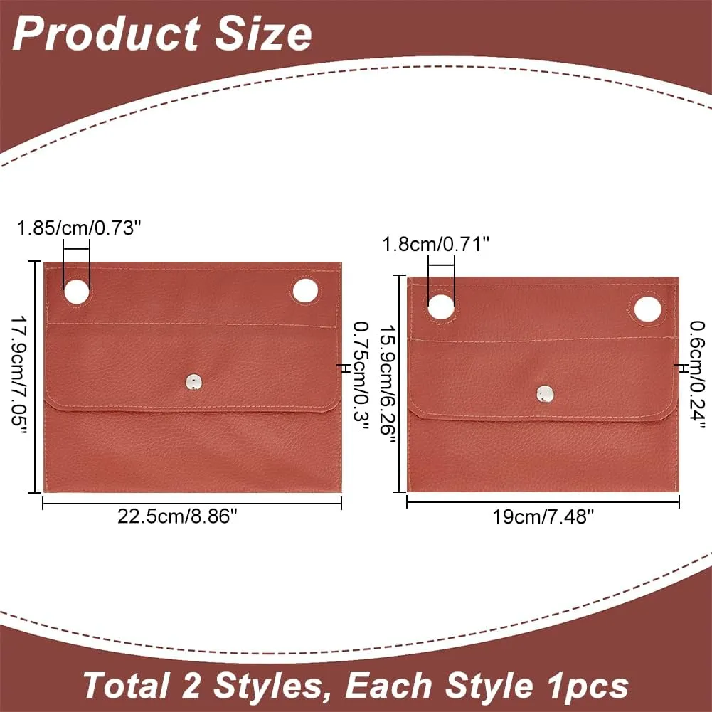 WADORN 2 Styles PU Leather Purse organizer Liner, Rectangle Shoulder Bag Organiser Inserts Clutch Crossbody Conversion Kit with Eyelets for Handbag Purse Envelope Organizer Insert, Brown