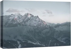wall26 Canvas Print Wall Art Vintage Washed Out Snowy Mountain Range Nature Wilderness Photography Realism Rustic Scenic Relax/Calm Duotone for Living Room, Bedroom, Office - 12"x18"