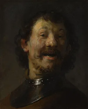 WALLKiART Vintage Canvas Prints Modern Picture Abstract Picture The laughing man.oil on copper on by Rembrandt van Rijn Prints Painting for Home Decor 60x90cm