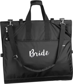 WallyBags Women's 66” Premium Tri-Fold Carry On Destination Wedding Dress Travel Garment Bag, Black-B1, 66 Inch