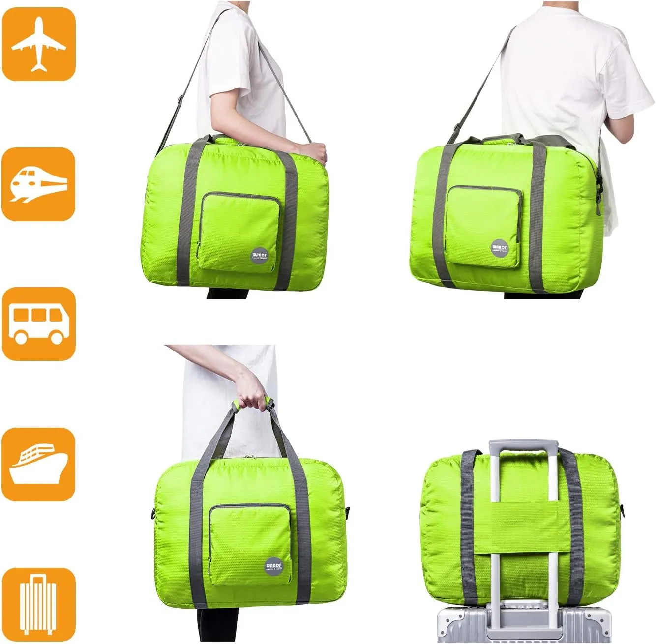 WANDF Foldable Travel Duffel Bag Luggage Sports Gym Water Resistant Nylon