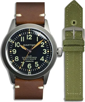 Wartime A-11 Military Aviator Watch – Limited Edition Collector's Edition Inspired by World War II Type A-11, Individually Numbered (500 Units), Includes Two Watch Straps and Extra Accessories​