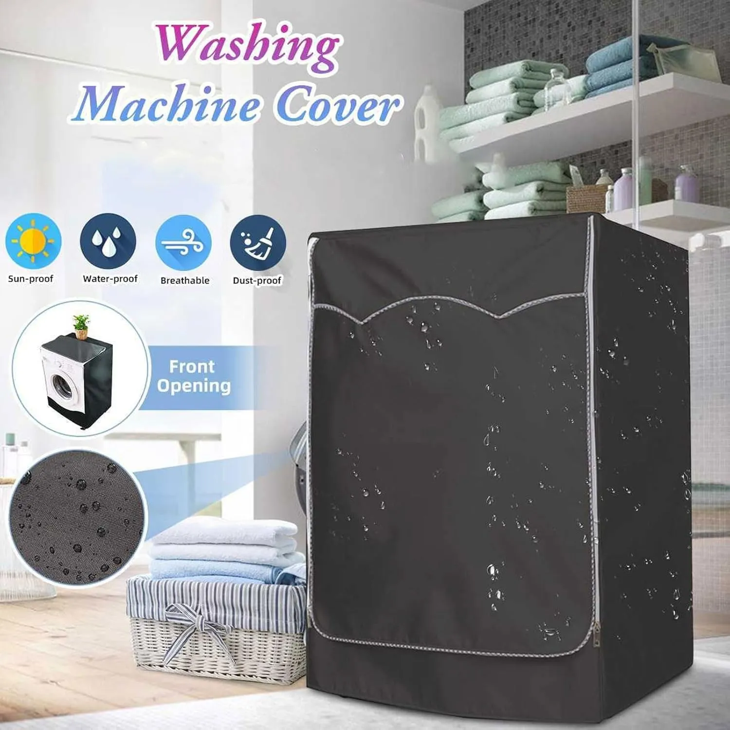 Washer and Dryer Covers, Portable Washing Machine Cover Fit for Most Top Load Machine, All Weather Protection (60 x 60 x 88cm)