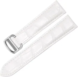 Watch Band for Cartier Tank Solo Ronde DE Genuine Leather Watch Chain Folding Buckle Watch Strap Accessories Watch Bracelet Belt (Color : 10mm Gold Clasp, Size : 18mm)