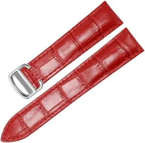 Watch Band for Cartier Tank Solo Ronde DE Genuine Leather Watch Chain Folding Buckle Watch Strap Accessories Watch Bracelet Belt (Color : 10mm Gold Clasp, Size : 18mm)