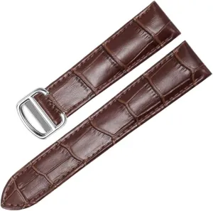 Watch Band for Cartier Tank Solo Ronde DE Genuine Leather Watch Chain Folding Buckle Watch Strap Accessories Watch Bracelet Belt (Color : 10mm Gold Clasp, Size : 22mm)