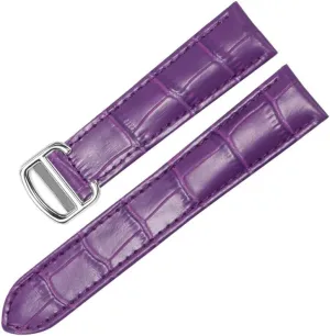 Watch Band for Cartier Tank Solo Ronde DE Genuine Leather Watch Chain Folding Buckle Watch Strap Accessories Watch Bracelet Belt (Color : Purple Silver, Size : 20mm)