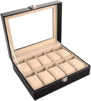 Watch Box Holder 10 Slots Men Watch Display Storage Case Removables Organizer