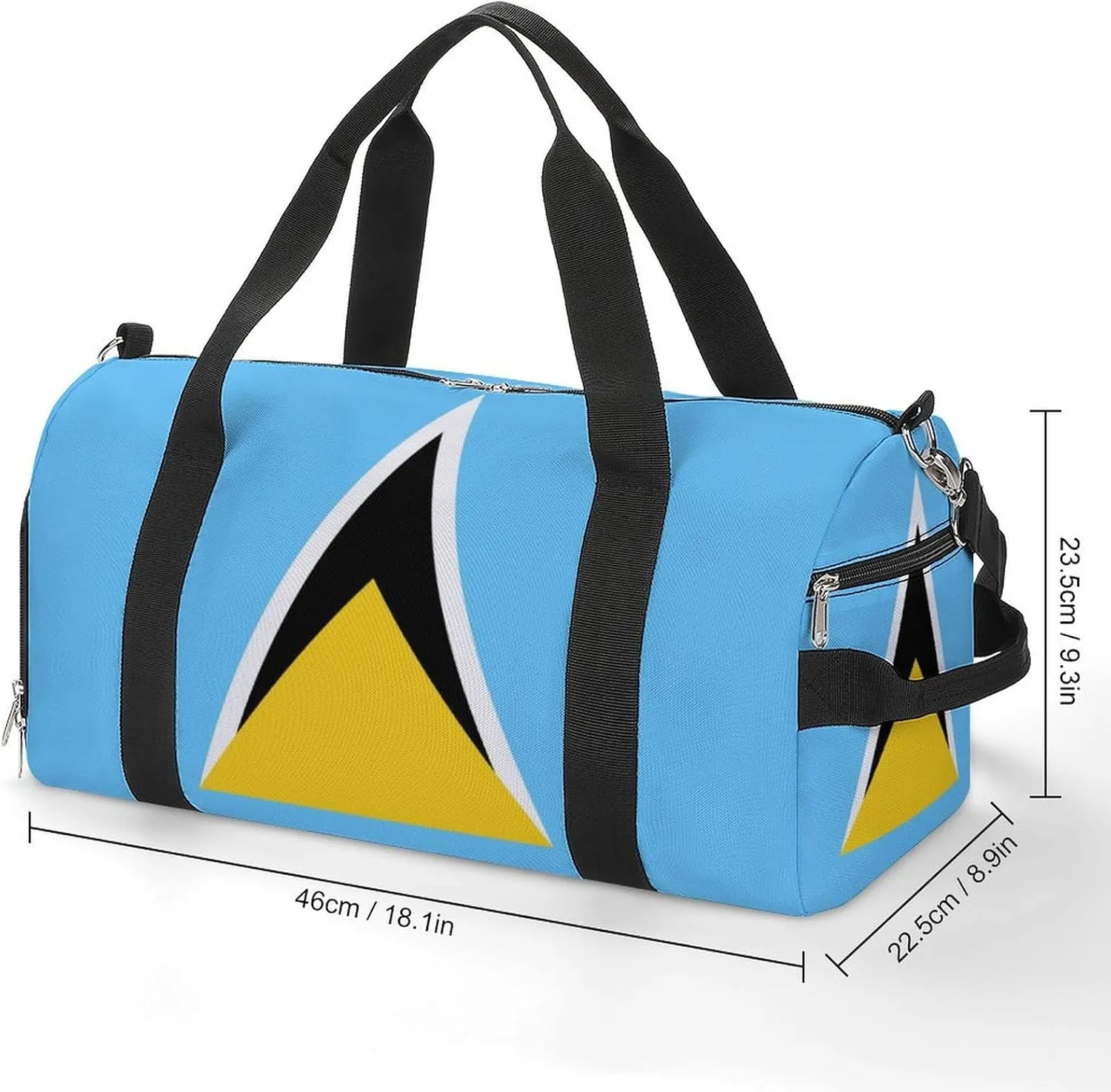 Waterproof Saint Lucia Flag Gym Bag for Men Women with Shoe Compartment Tote