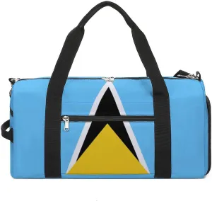 Waterproof Saint Lucia Flag Gym Bag for Men Women with Shoe Compartment Tote