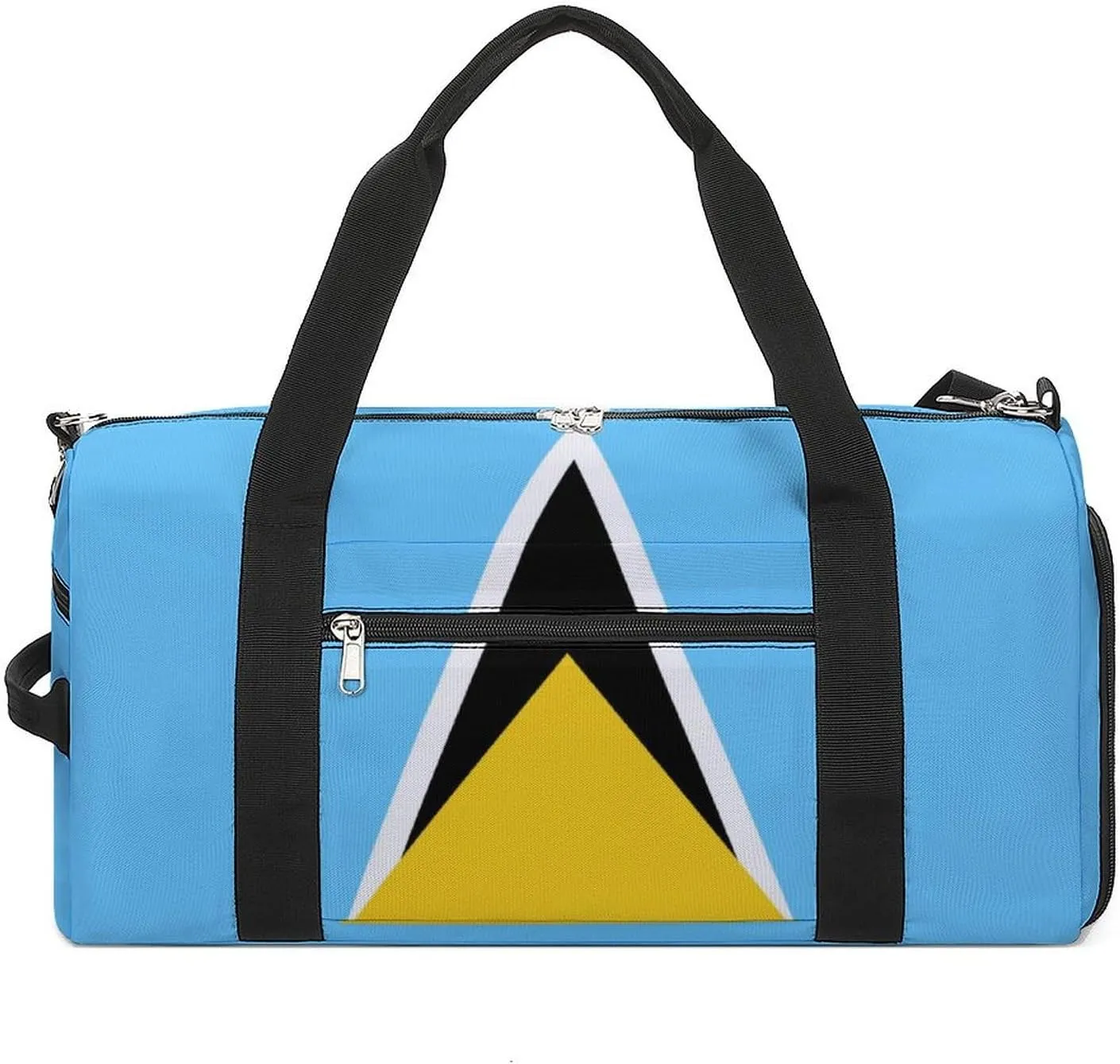 Waterproof Saint Lucia Flag Gym Bag for Men Women with Shoe Compartment Tote
