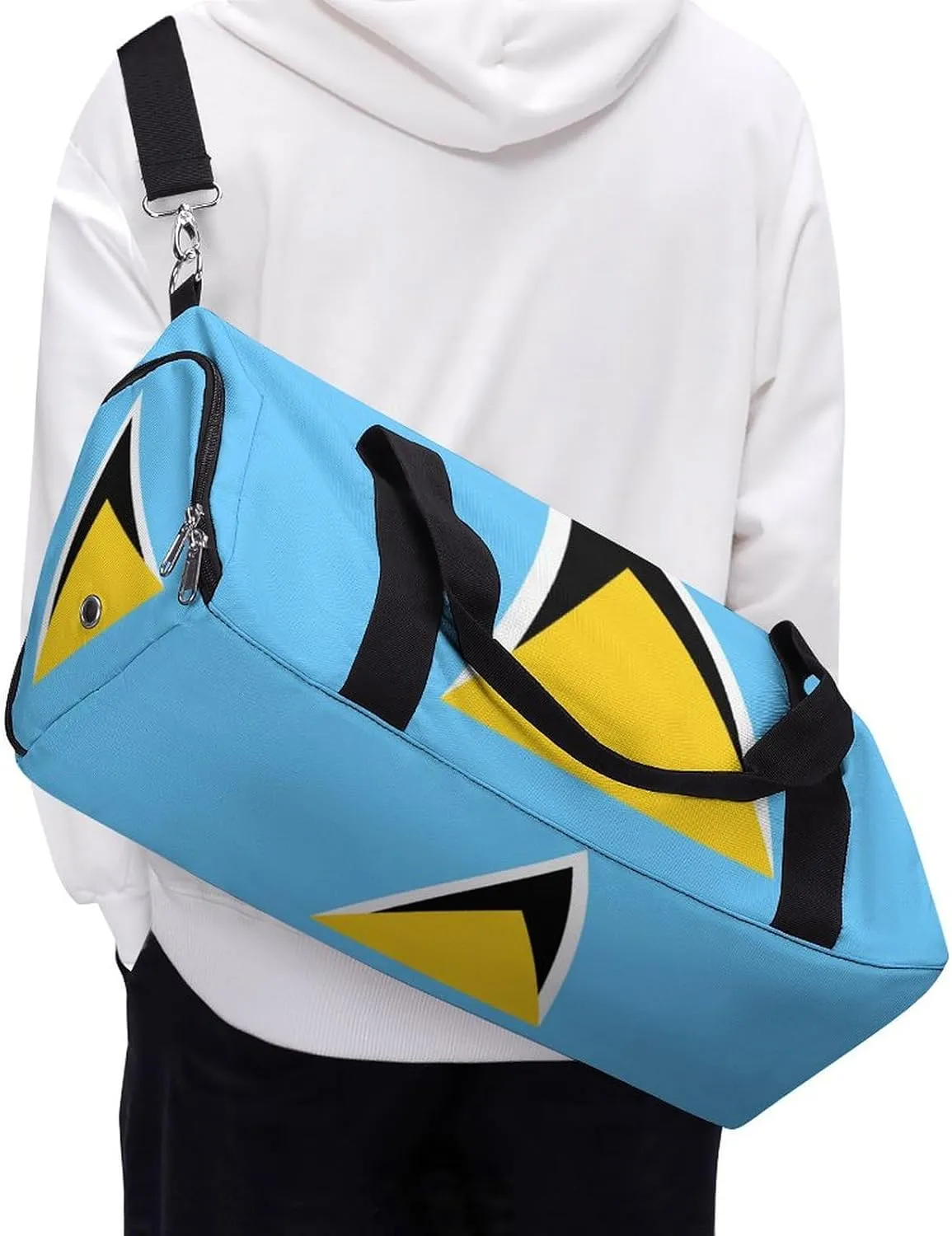 Waterproof Saint Lucia Flag Gym Bag for Men Women with Shoe Compartment Tote