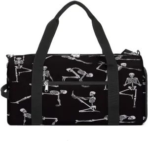 Waterproof Skeleton Poses Yoga Travel Duffel Bag with Shoe Compartment Gym Weekender