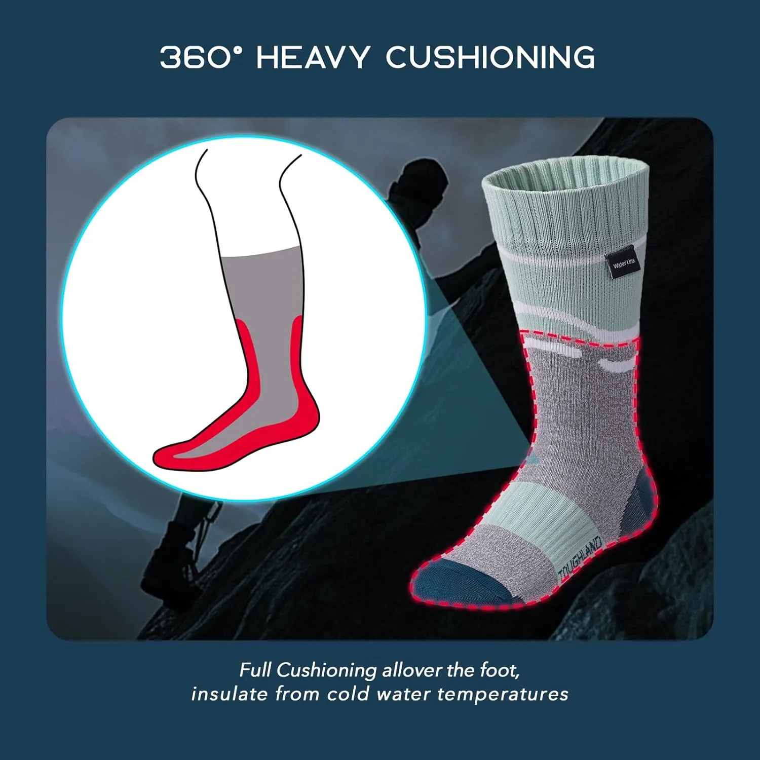 Waterproof Socks, Water Resistant Socks for Women & Men, Fits for Hiking, Cycling, Hunting and Running