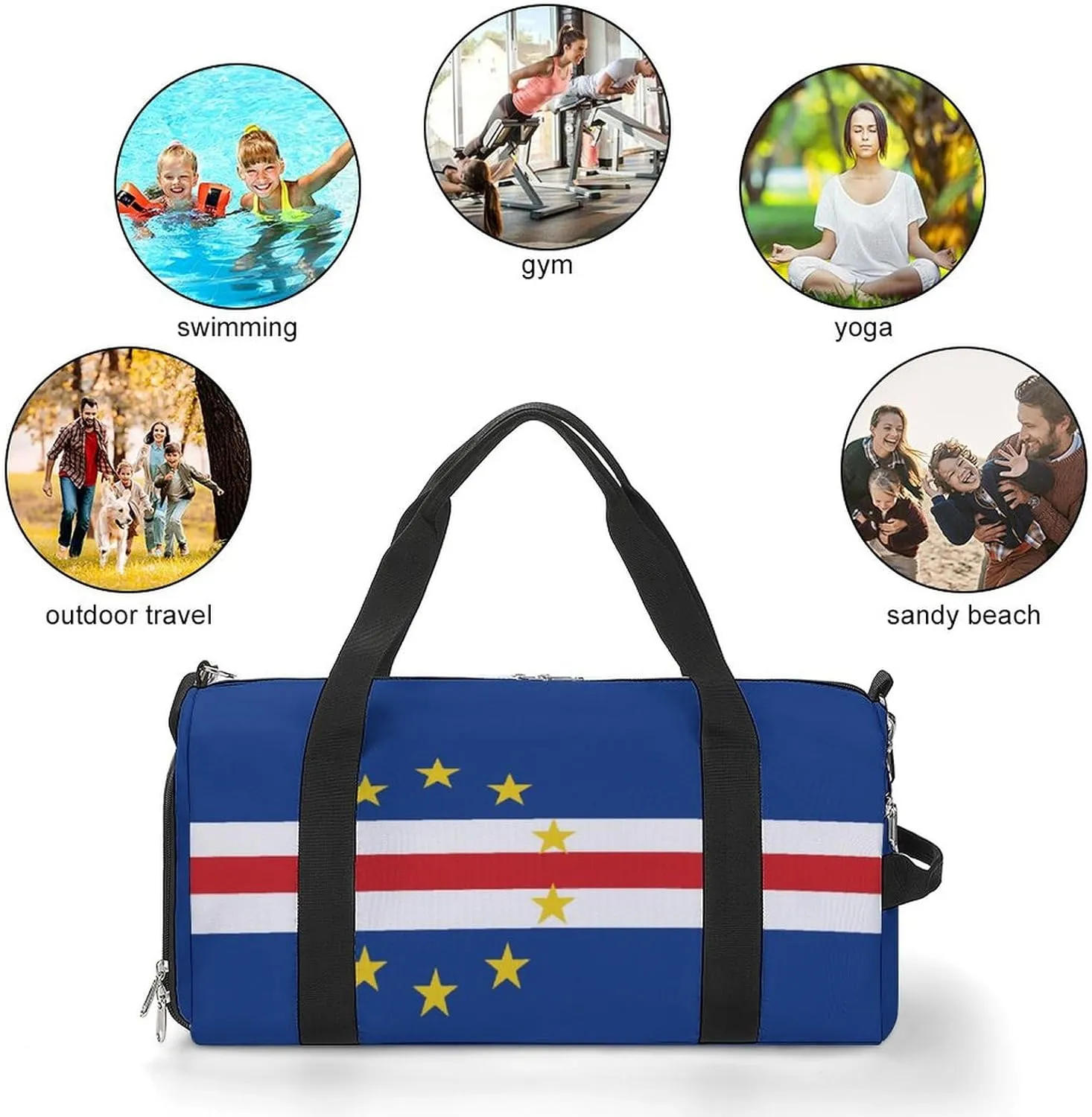 Waterproof Travel Duffel Bag Cape Verde Flag for Men Women Shoe Compartment