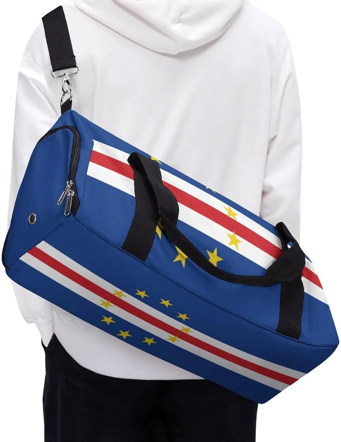Waterproof Travel Duffel Bag Cape Verde Flag for Men Women Shoe Compartment