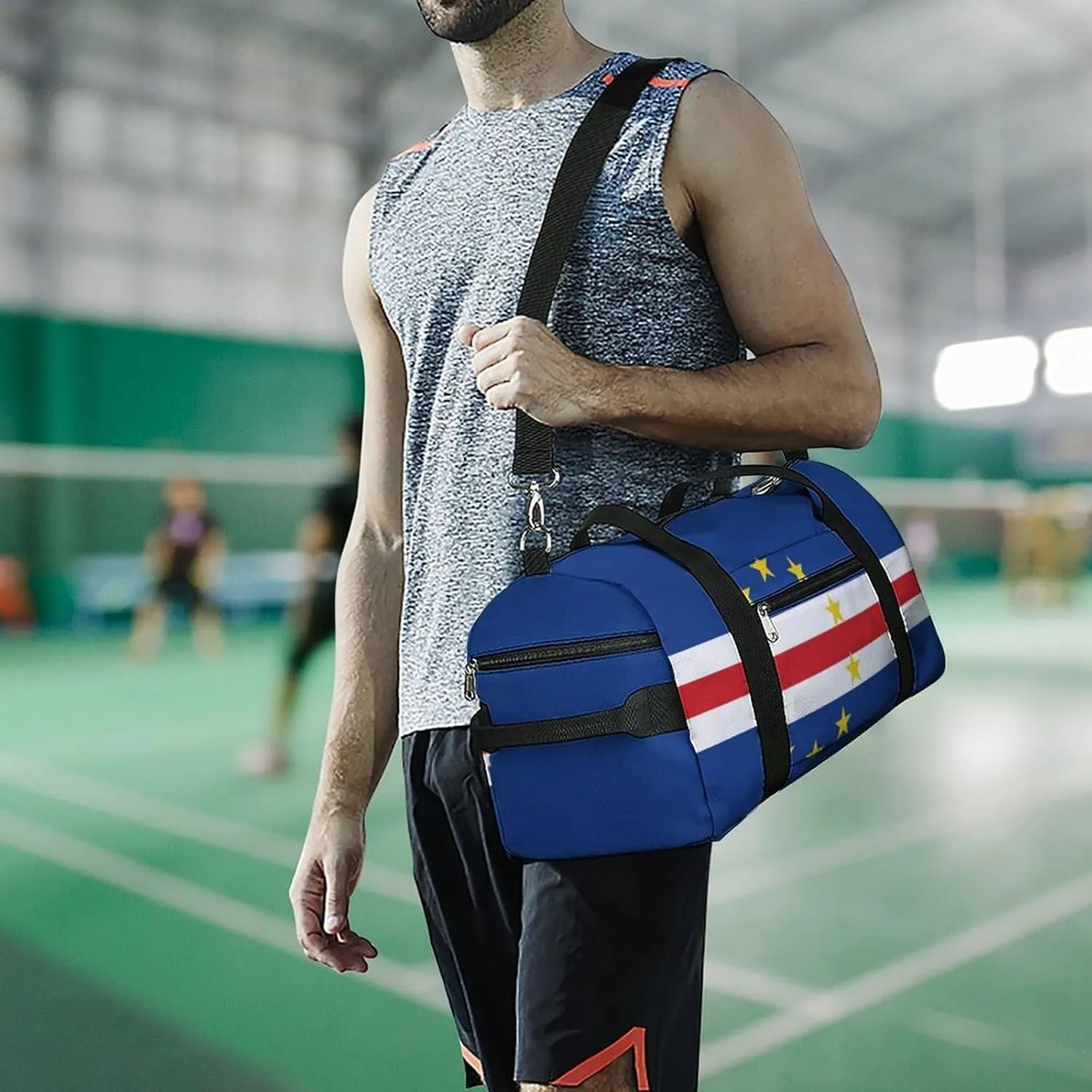 Waterproof Travel Duffel Bag Cape Verde Flag for Men Women Shoe Compartment