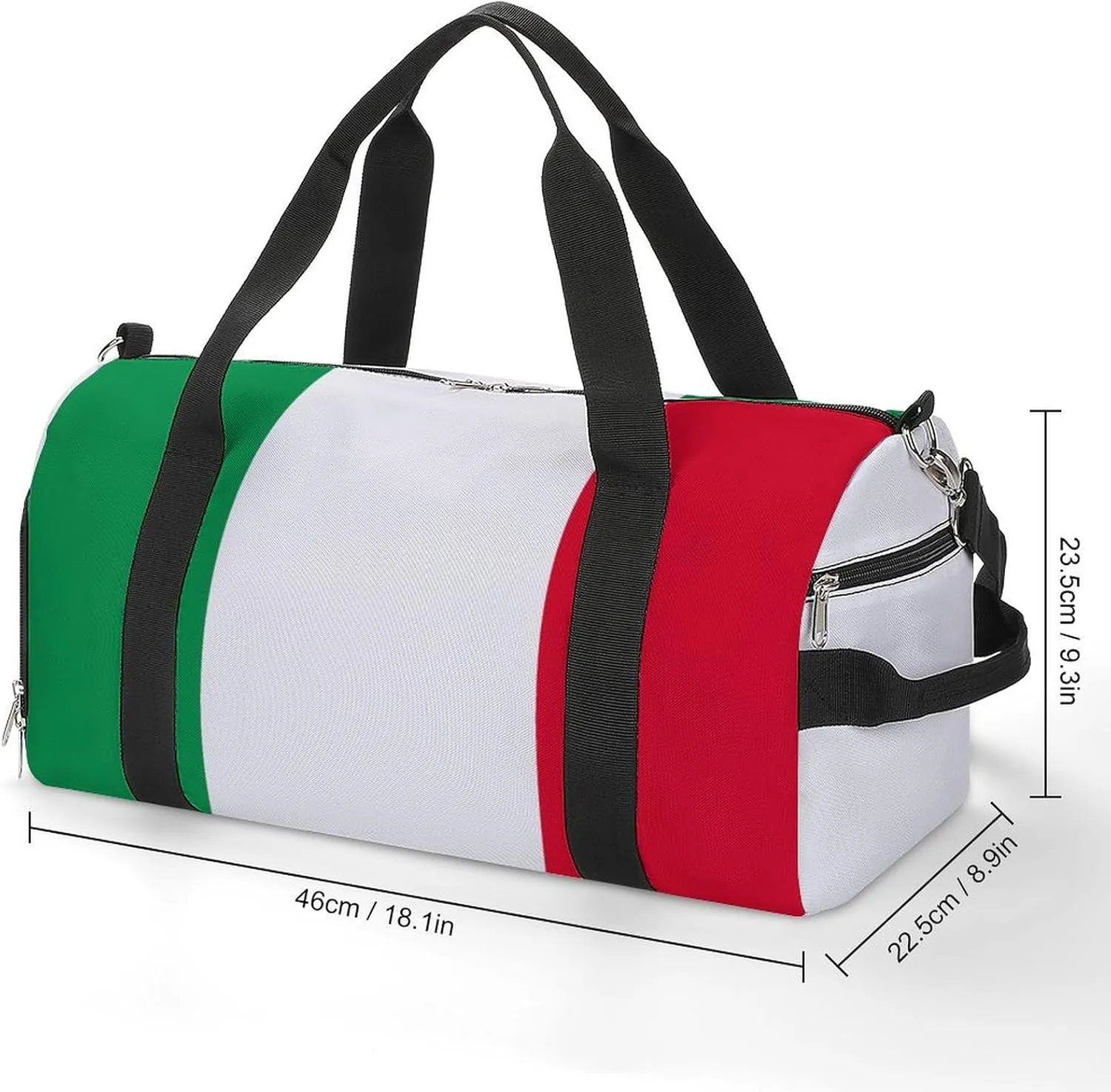 Waterproof Travel Duffel Bag Italian Flag for Men Women Shoe Compartment