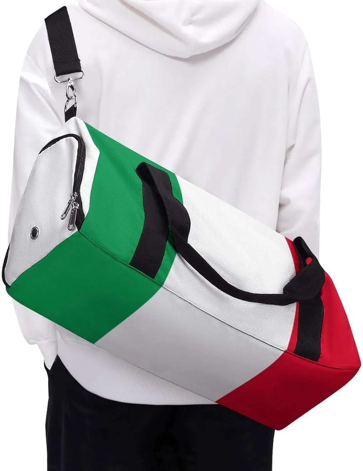 Waterproof Travel Duffel Bag Italian Flag for Men Women Shoe Compartment
