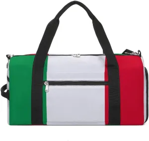 Waterproof Travel Duffel Bag Italian Flag for Men Women Shoe Compartment