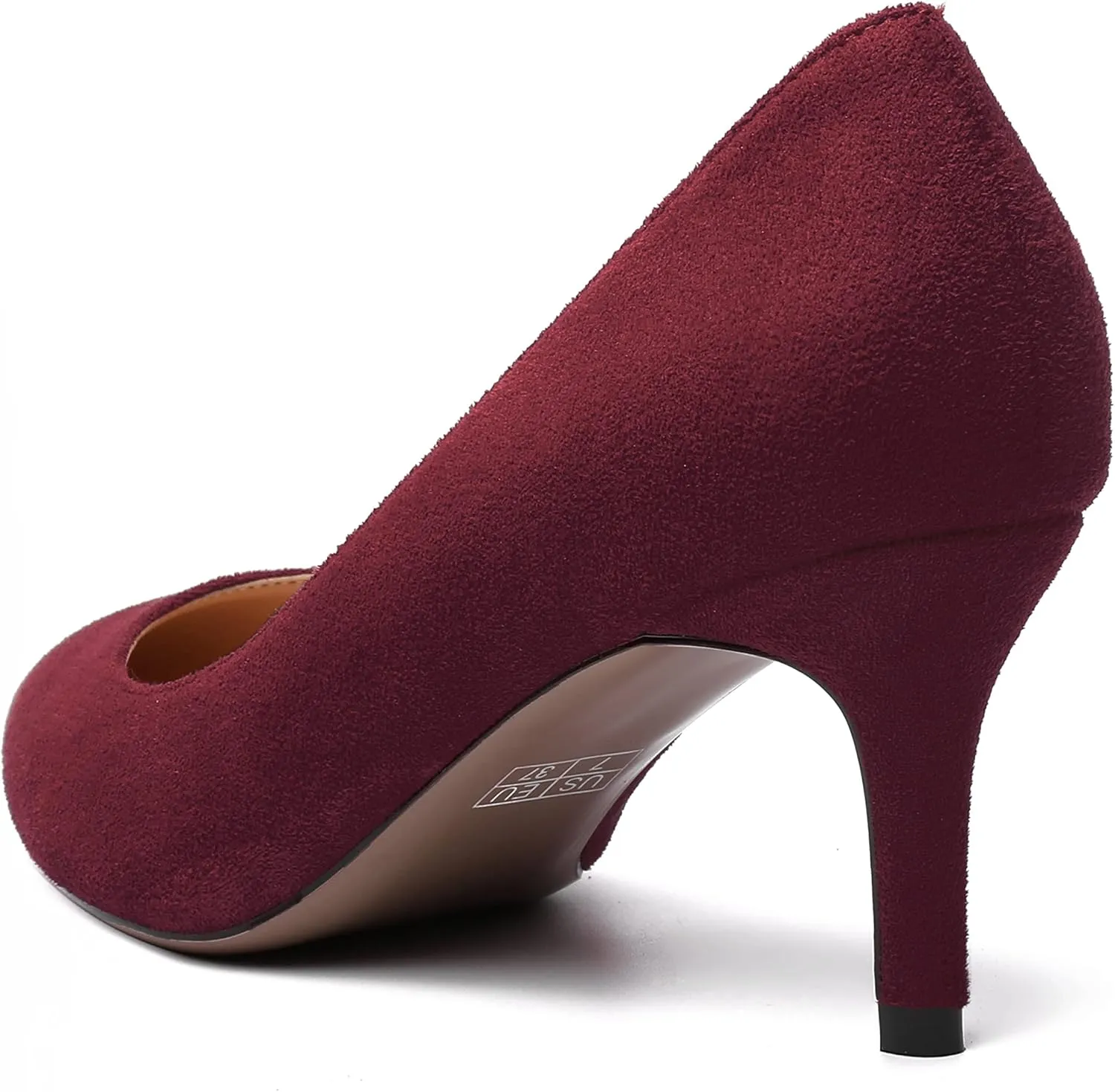 WAYDERNS Womens Pointed Toe Suede Solid Slip On Wedding Dress Stiletto Mid Heel Pumps Shoes 2.5 Inch