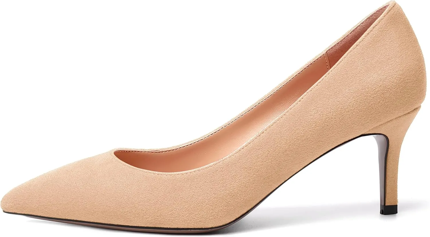 WAYDERNS Womens Pointed Toe Suede Solid Slip On Wedding Dress Stiletto Mid Heel Pumps Shoes 2.5 Inch