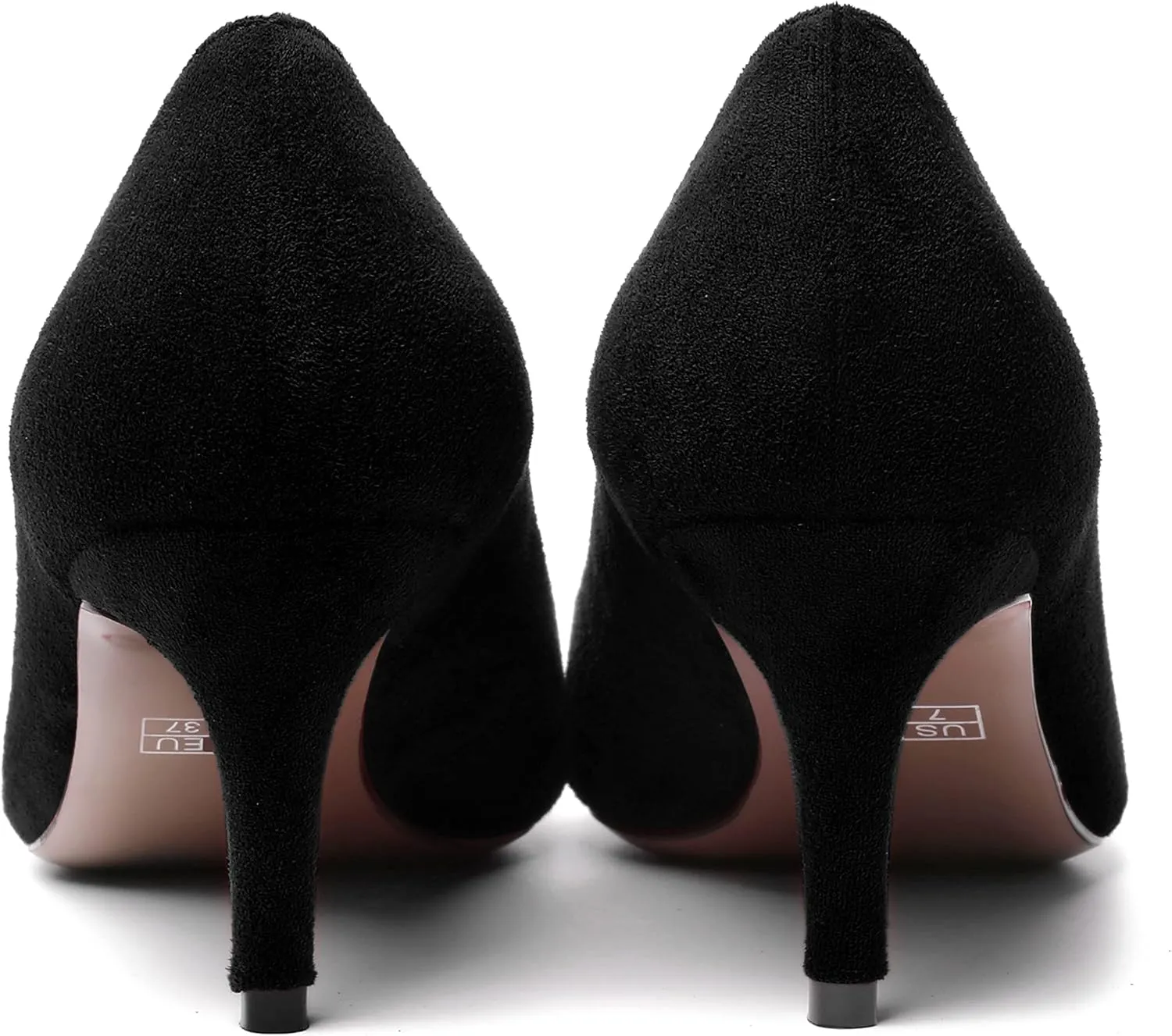 WAYDERNS Womens Pointed Toe Suede Solid Slip On Wedding Dress Stiletto Mid Heel Pumps Shoes 2.5 Inch