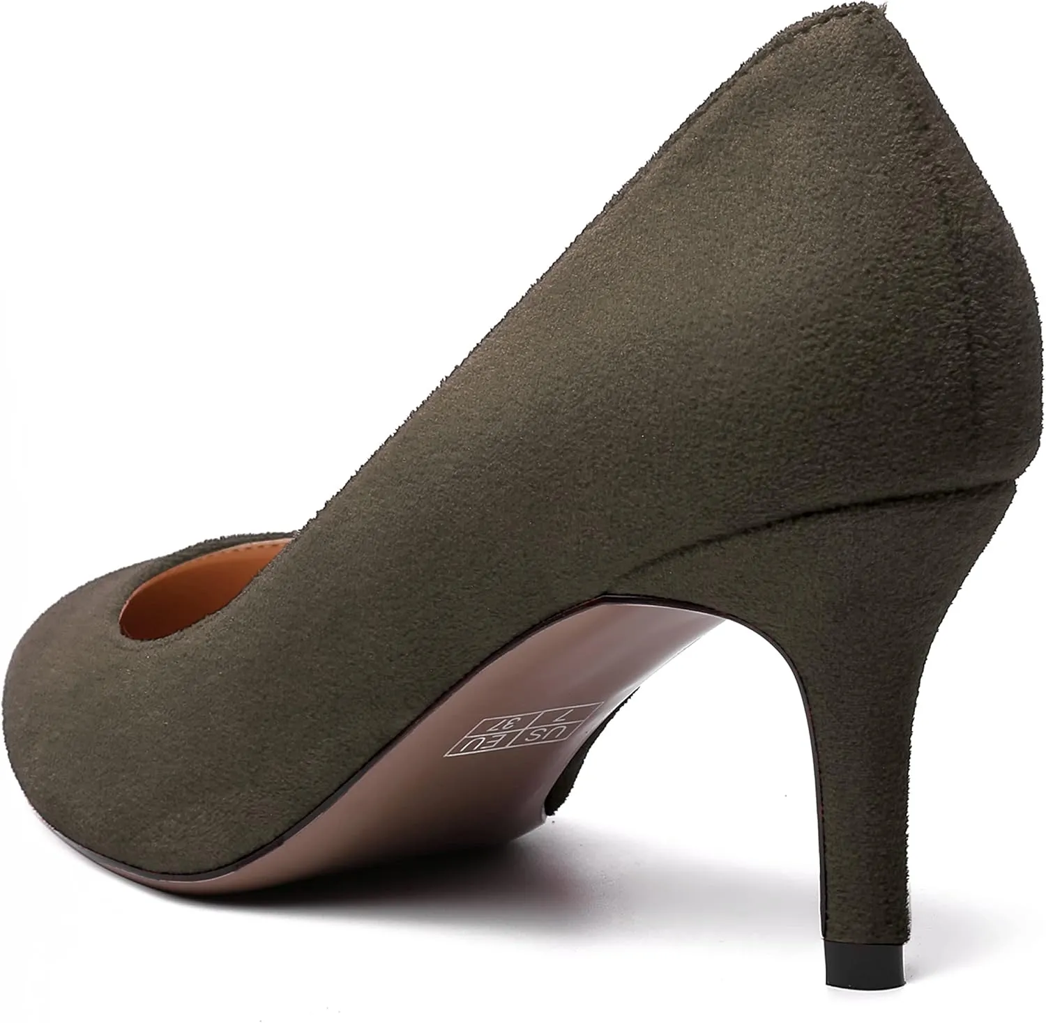 WAYDERNS Womens Pointed Toe Suede Solid Slip On Wedding Dress Stiletto Mid Heel Pumps Shoes 2.5 Inch