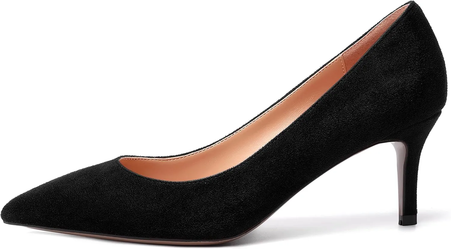 WAYDERNS Womens Pointed Toe Suede Solid Slip On Wedding Dress Stiletto Mid Heel Pumps Shoes 2.5 Inch