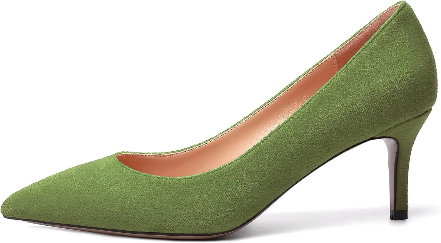 WAYDERNS Womens Pointed Toe Suede Solid Slip On Wedding Dress Stiletto Mid Heel Pumps Shoes 2.5 Inch
