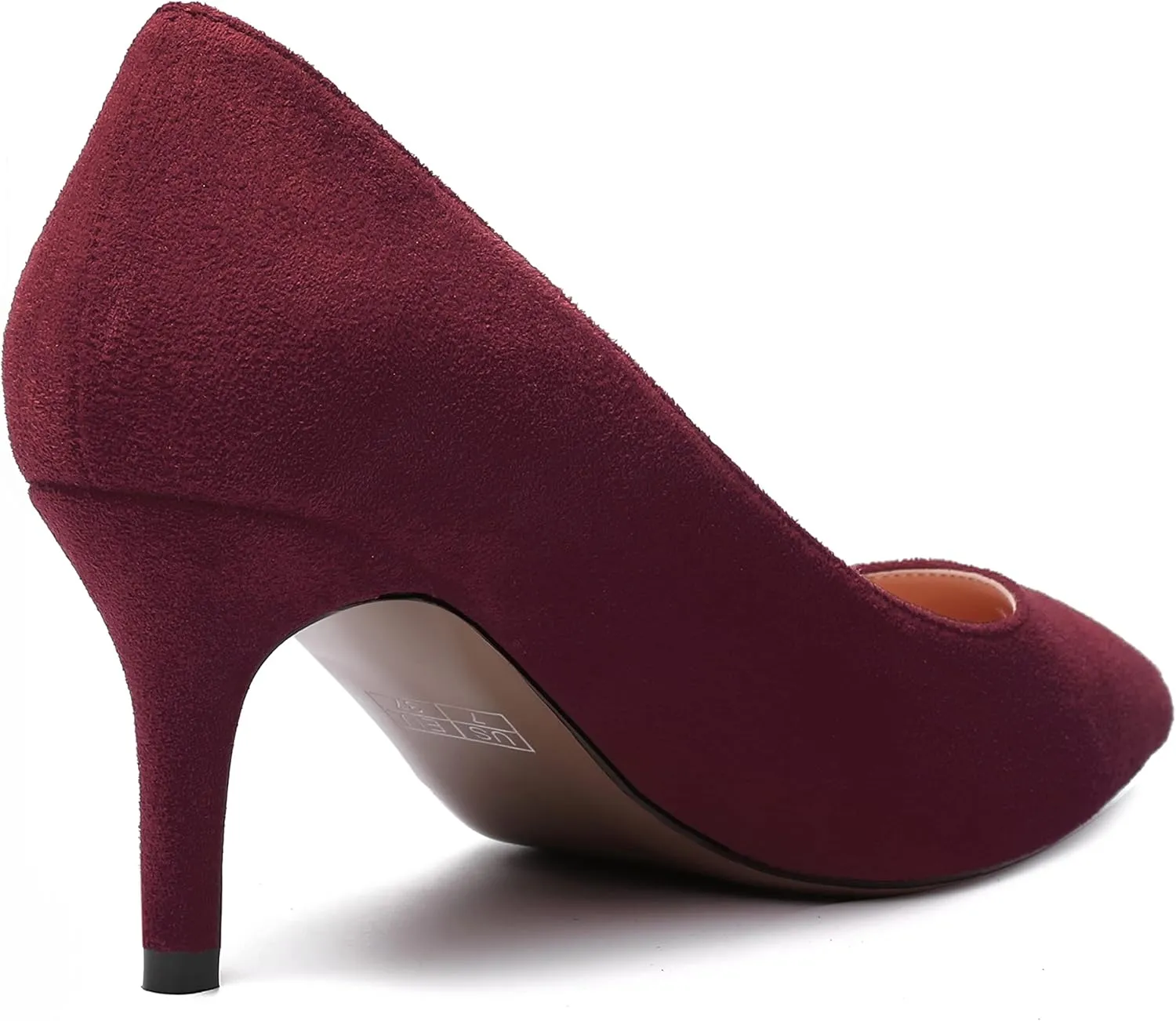WAYDERNS Womens Pointed Toe Suede Solid Slip On Wedding Dress Stiletto Mid Heel Pumps Shoes 2.5 Inch