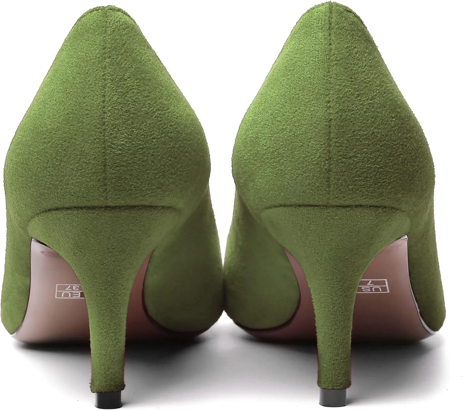 WAYDERNS Womens Pointed Toe Suede Solid Slip On Wedding Dress Stiletto Mid Heel Pumps Shoes 2.5 Inch