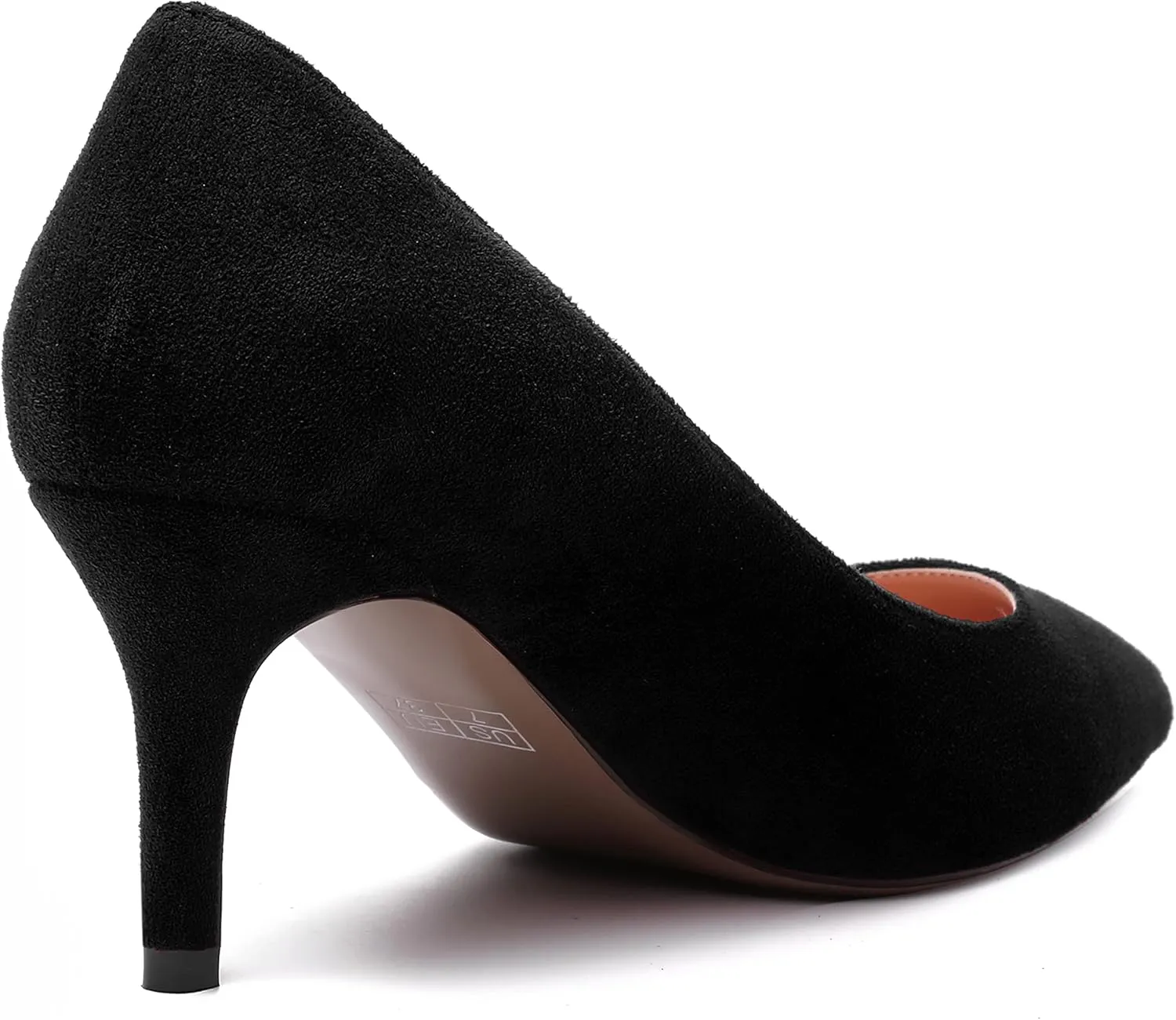 WAYDERNS Womens Pointed Toe Suede Solid Slip On Wedding Dress Stiletto Mid Heel Pumps Shoes 2.5 Inch
