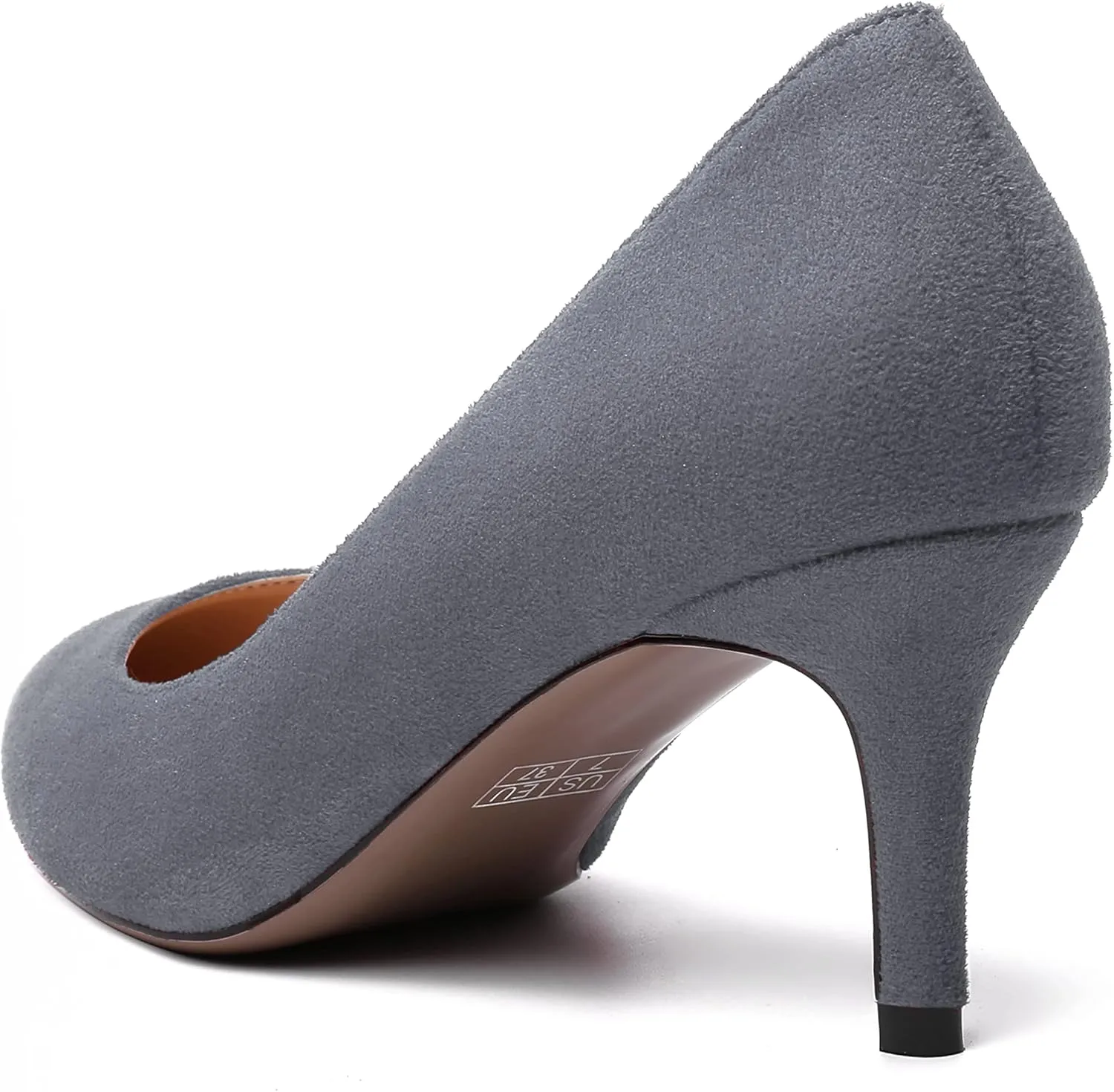 WAYDERNS Womens Pointed Toe Suede Solid Slip On Wedding Dress Stiletto Mid Heel Pumps Shoes 2.5 Inch