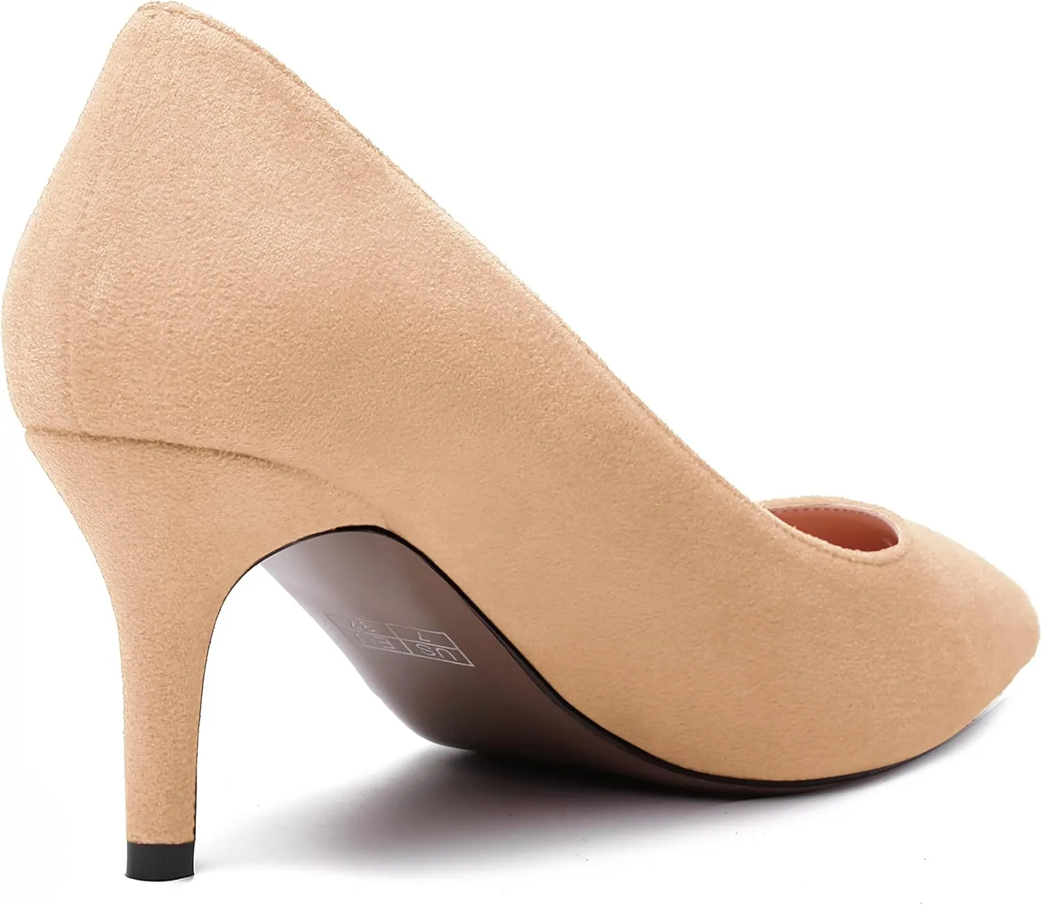 WAYDERNS Womens Pointed Toe Suede Solid Slip On Wedding Dress Stiletto Mid Heel Pumps Shoes 2.5 Inch