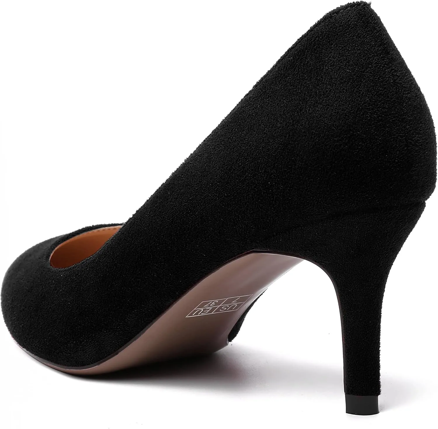 WAYDERNS Womens Pointed Toe Suede Solid Slip On Wedding Dress Stiletto Mid Heel Pumps Shoes 2.5 Inch