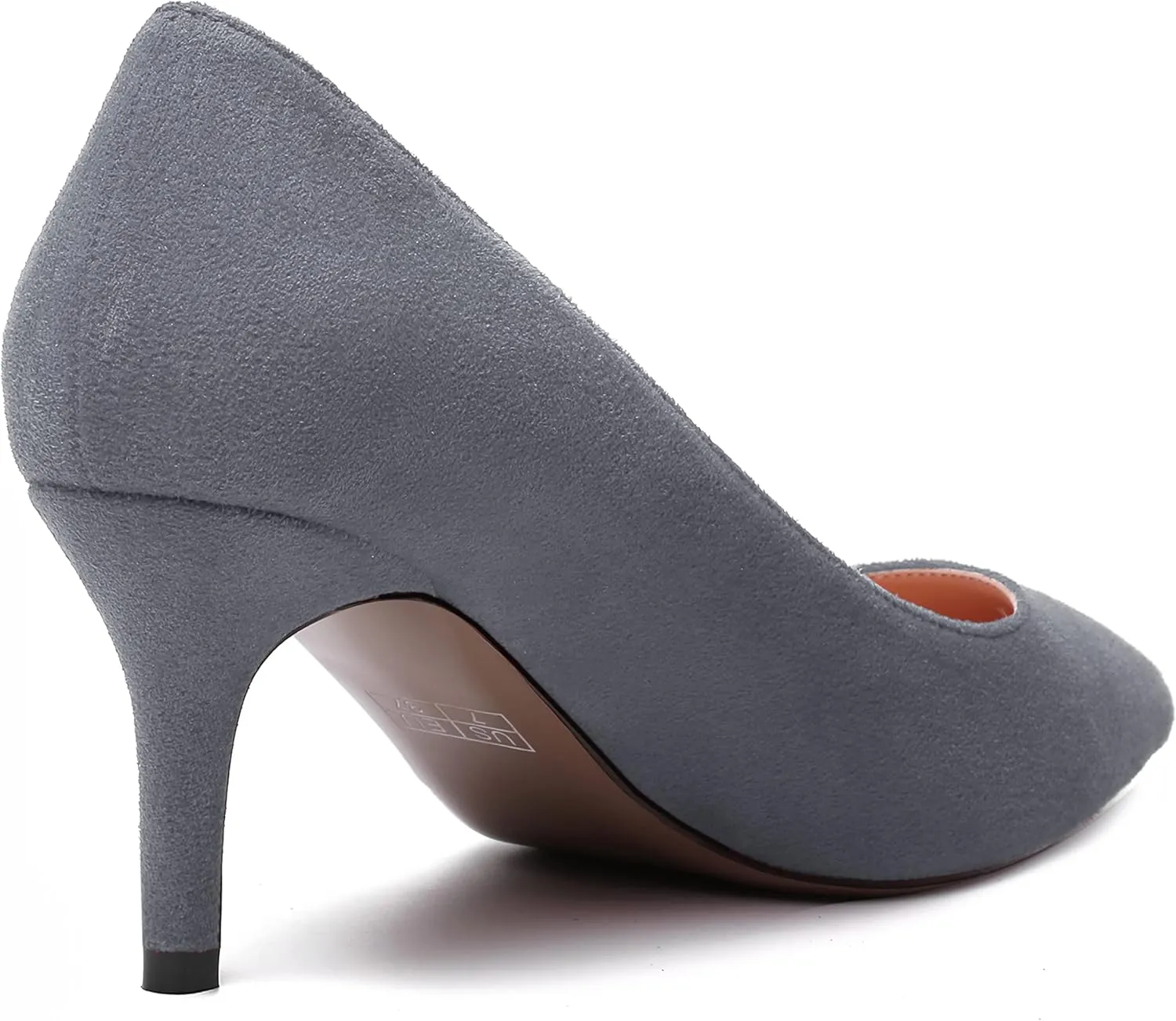 WAYDERNS Womens Pointed Toe Suede Solid Slip On Wedding Dress Stiletto Mid Heel Pumps Shoes 2.5 Inch
