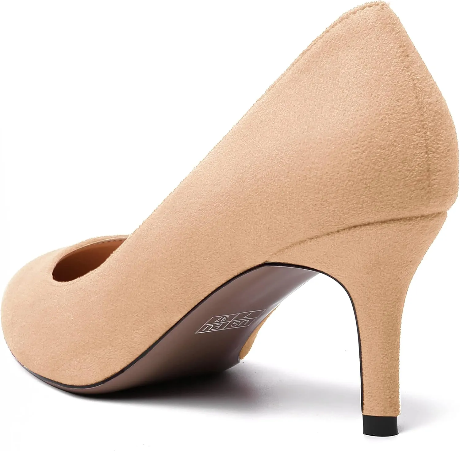 WAYDERNS Womens Pointed Toe Suede Solid Slip On Wedding Dress Stiletto Mid Heel Pumps Shoes 2.5 Inch