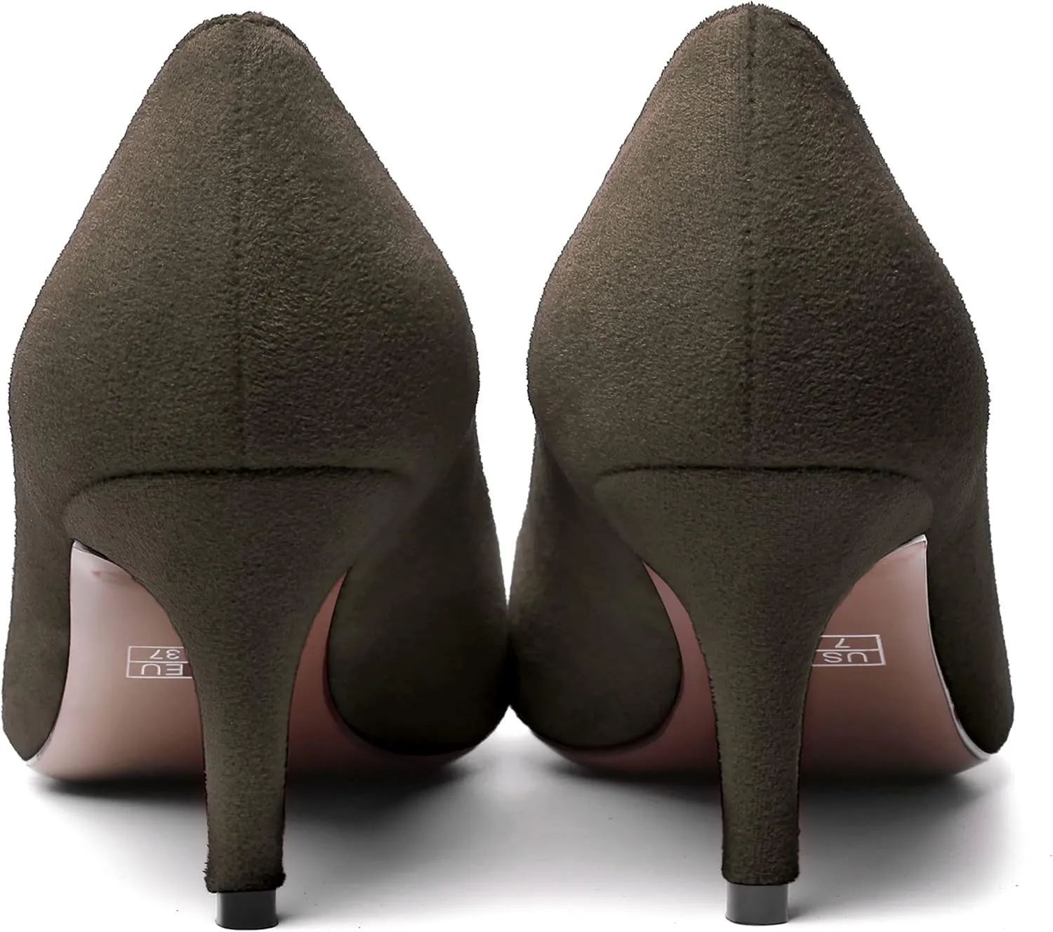 WAYDERNS Womens Pointed Toe Suede Solid Slip On Wedding Dress Stiletto Mid Heel Pumps Shoes 2.5 Inch