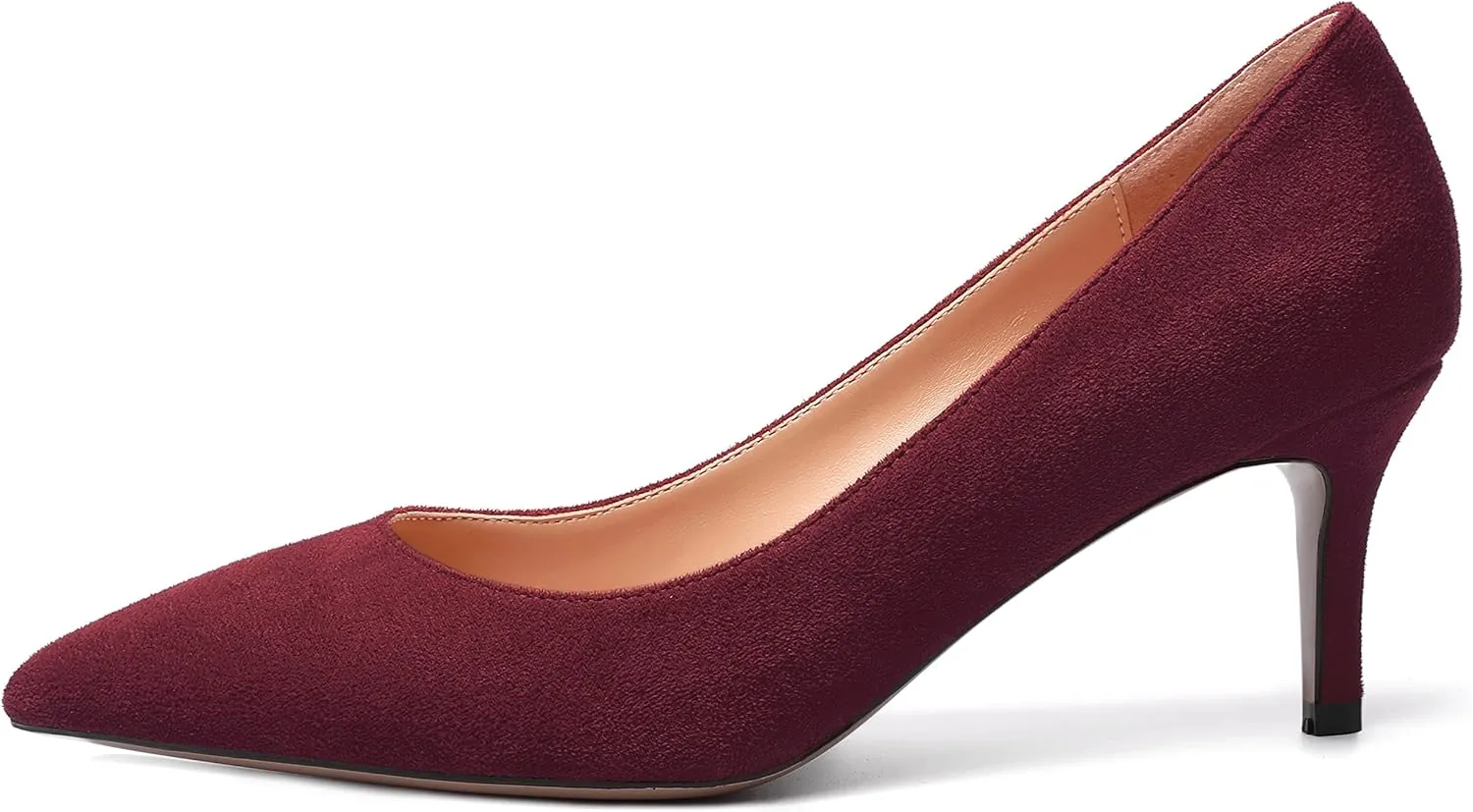 WAYDERNS Womens Pointed Toe Suede Solid Slip On Wedding Dress Stiletto Mid Heel Pumps Shoes 2.5 Inch
