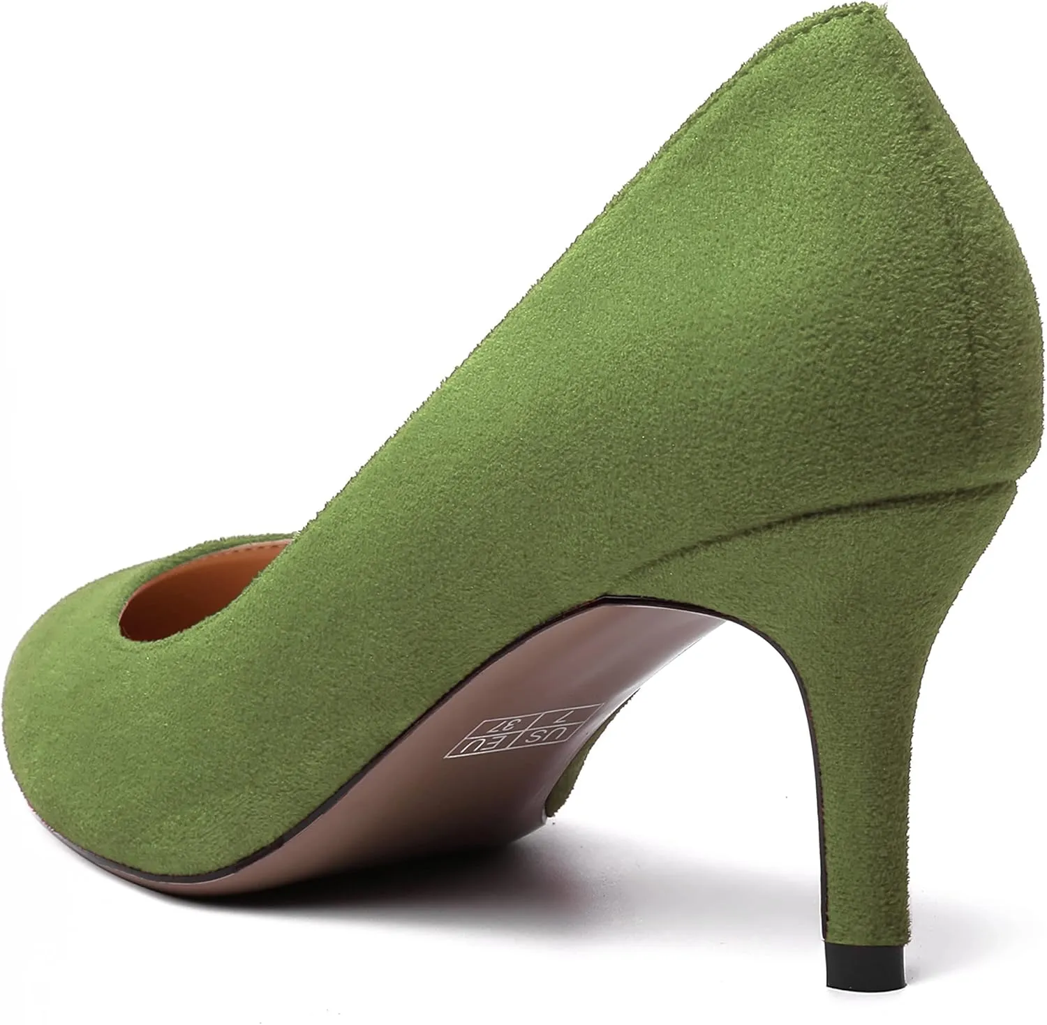 WAYDERNS Womens Pointed Toe Suede Solid Slip On Wedding Dress Stiletto Mid Heel Pumps Shoes 2.5 Inch
