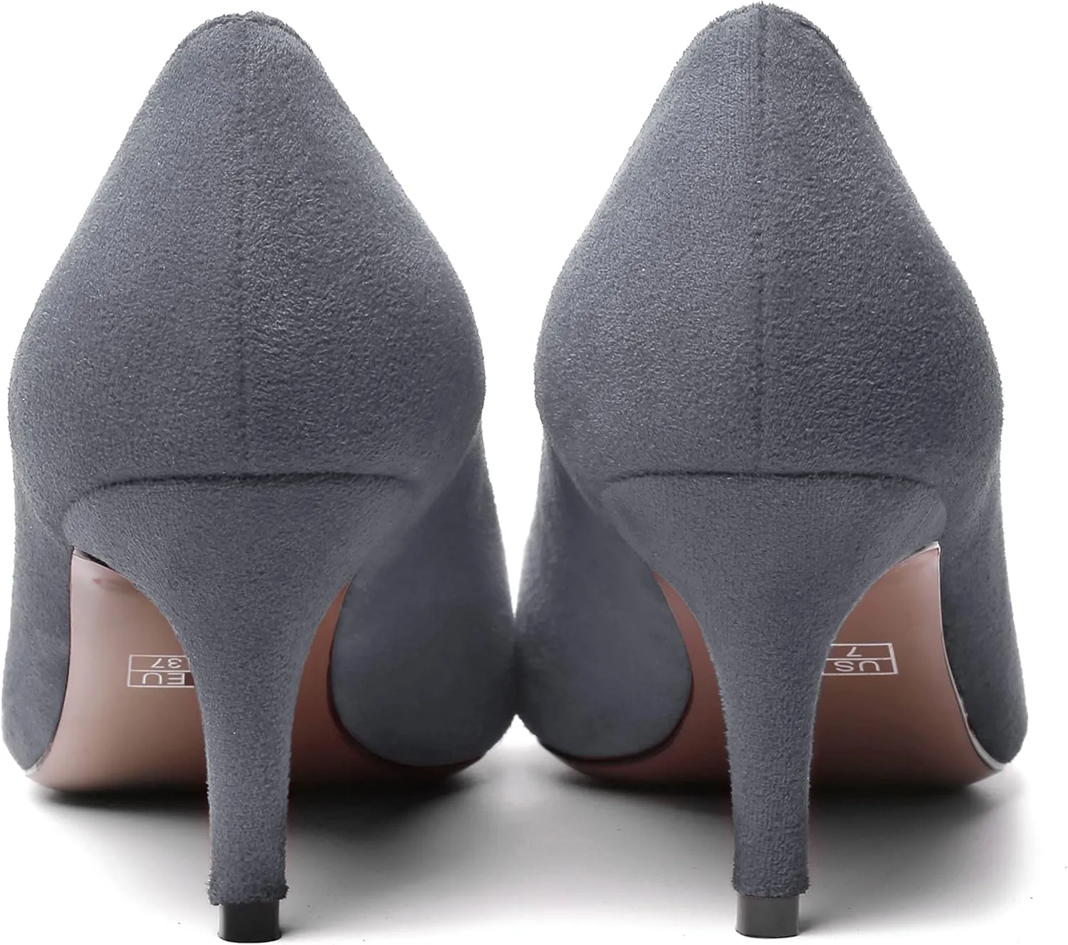 WAYDERNS Womens Pointed Toe Suede Solid Slip On Wedding Dress Stiletto Mid Heel Pumps Shoes 2.5 Inch
