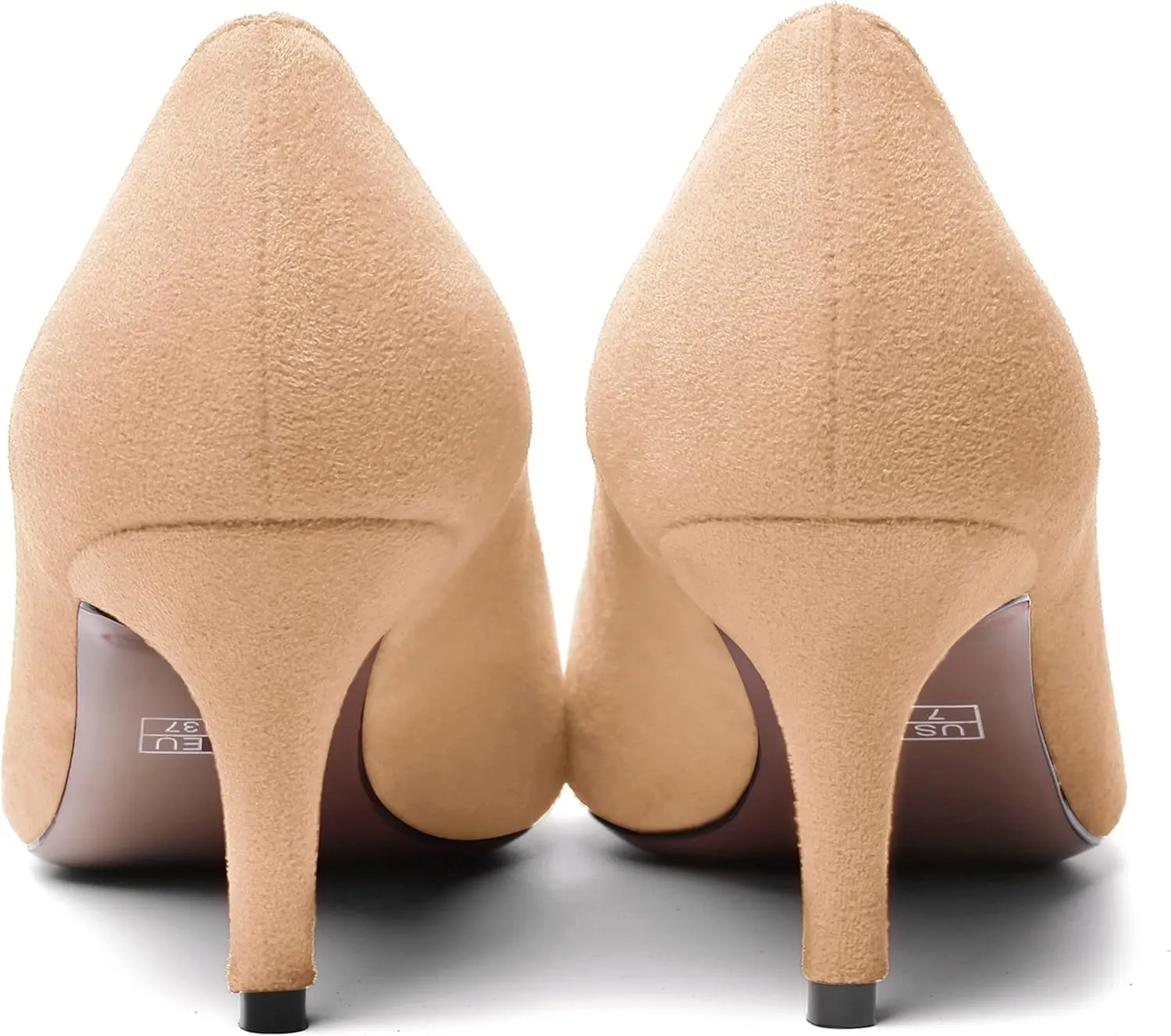 WAYDERNS Womens Pointed Toe Suede Solid Slip On Wedding Dress Stiletto Mid Heel Pumps Shoes 2.5 Inch