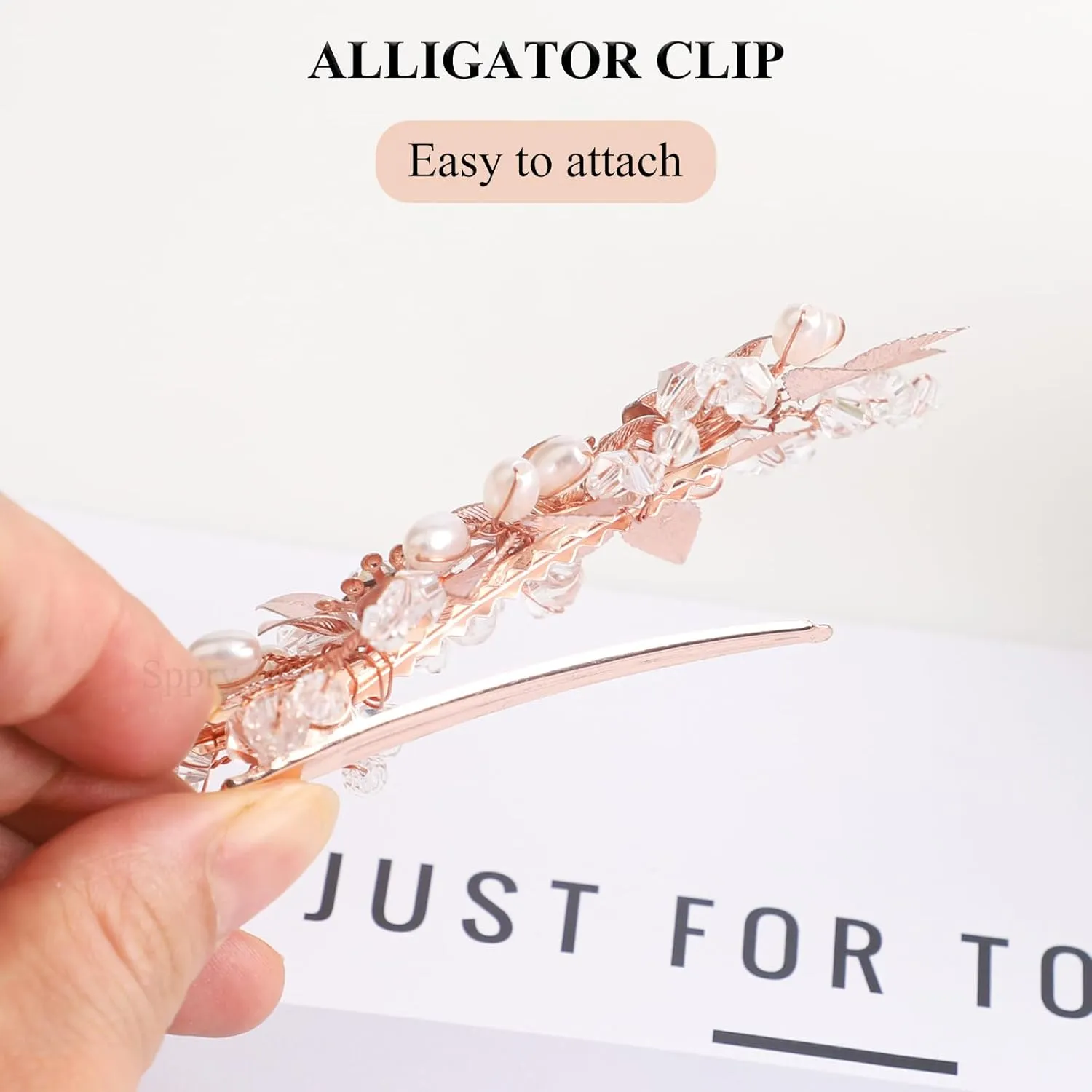 Wedding Hair Clips Set of 3 PCS - Floral Rhinestone Pearl Hair Accessories for Bridal Women (Gold)