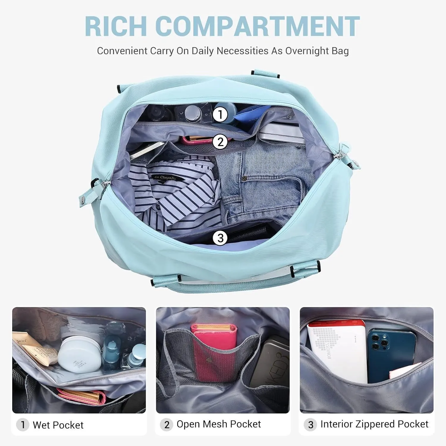 Weekender Overnight Bag for Women,Gym Bag with Wet Clothes Compartments, Travel Duffle Bag for Sports,Gyms and Weekend Getaway,C
