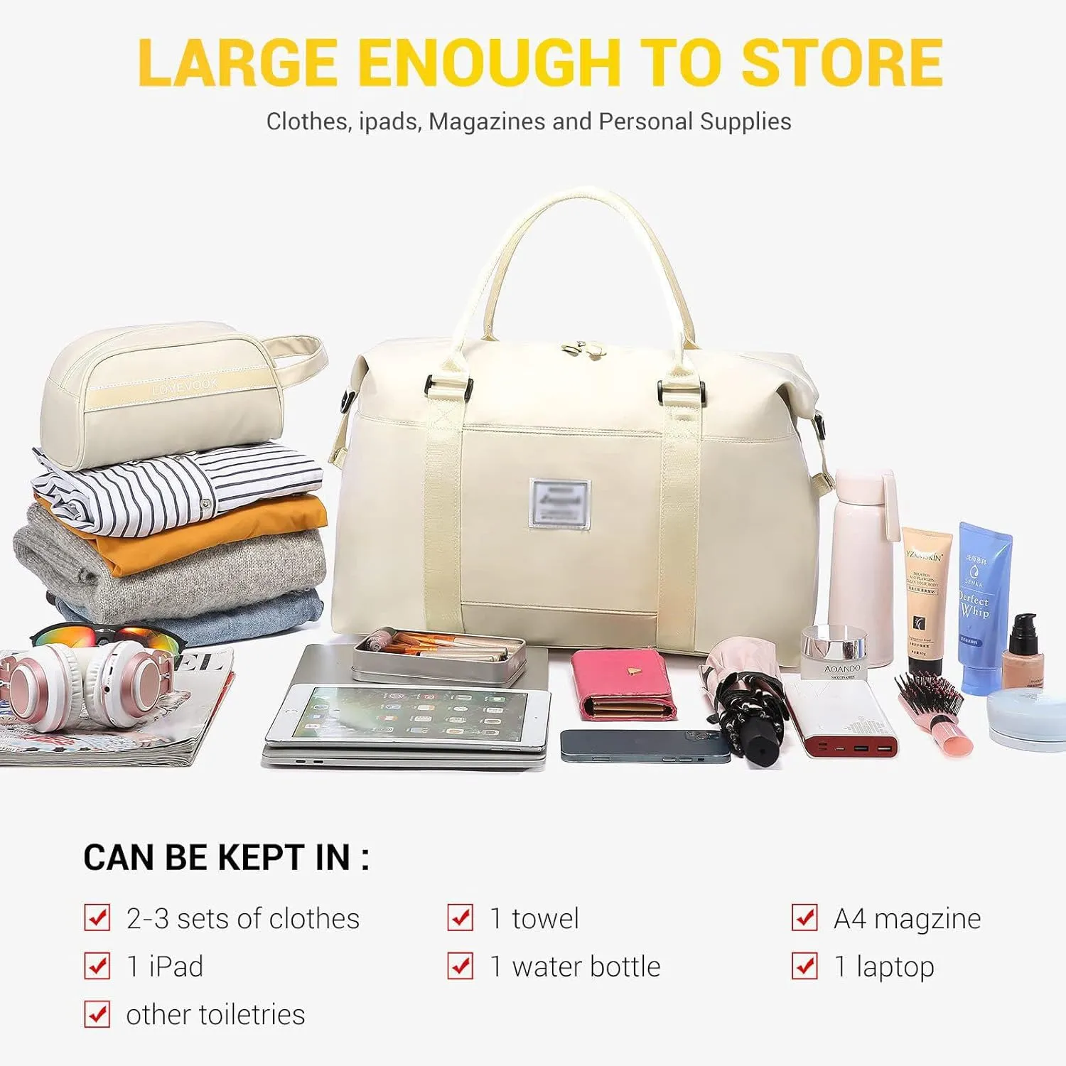Weekender Overnight Bag for Women,Gym Bag with Wet Clothes Compartments, Travel Duffle Bag for Sports,Gyms and Weekend Getaway,C