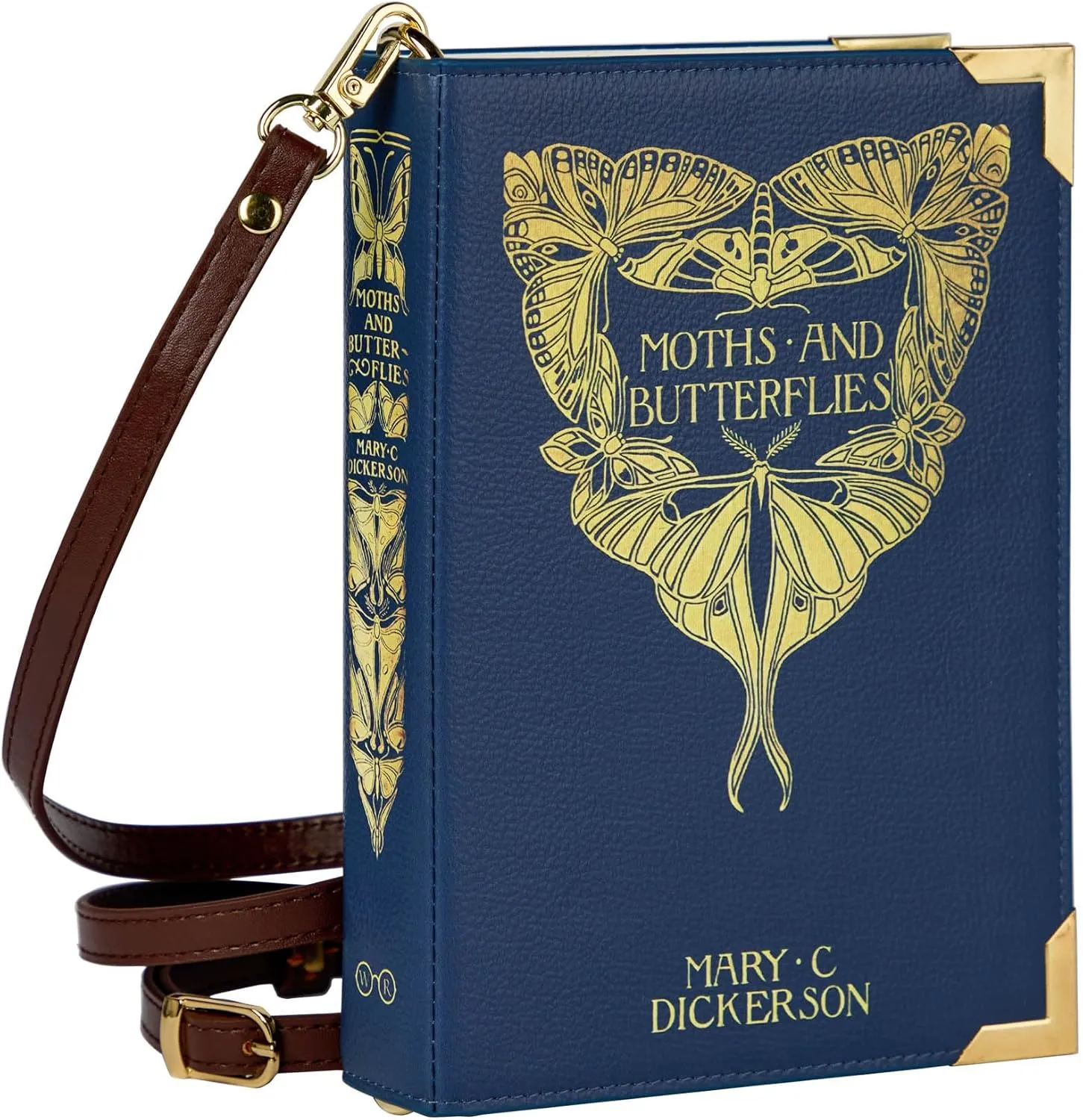 Well Read Co Crossbody Purse Handbag for Book Lovers - Moths and Butterflies, Vegan Leather, Large