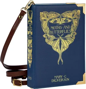 Well Read Co Crossbody Purse Handbag for Book Lovers - Moths and Butterflies, Vegan Leather, Large