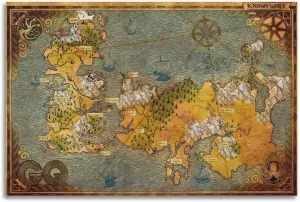 Westeros And Essos World Map Vintage Poster Canvas Painting Print Wall Art Modern Classroom Kitchen Bedroom Room Aesthetics Decor 16x24inch(40x60cm) Unframe-style