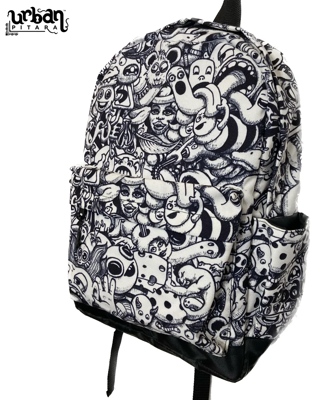 White Doodle Canvas Backpack